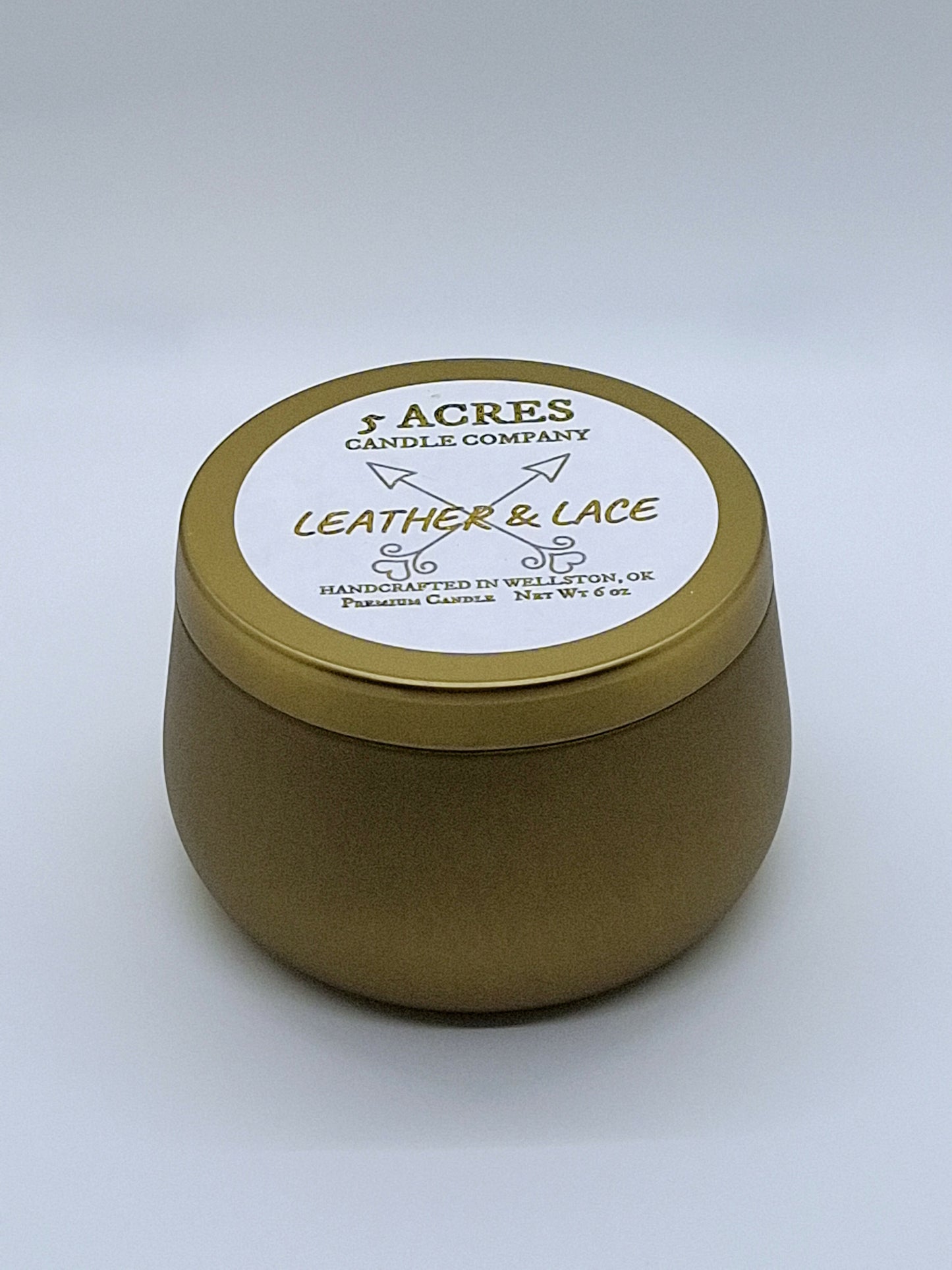 Leather & Lace 6 oz candle tin