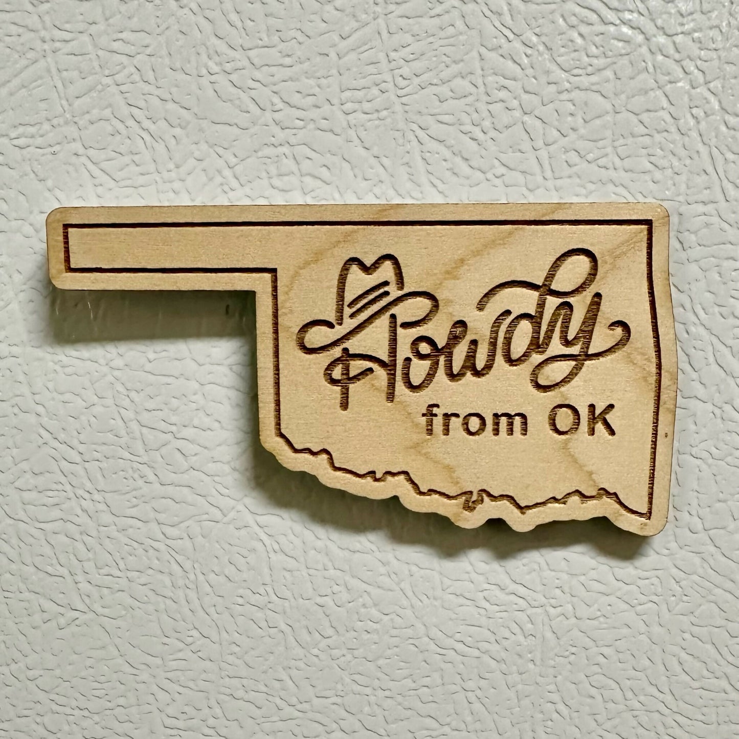 "Howdy from OK" Wooden Magnet - Wholesale Pack of 6