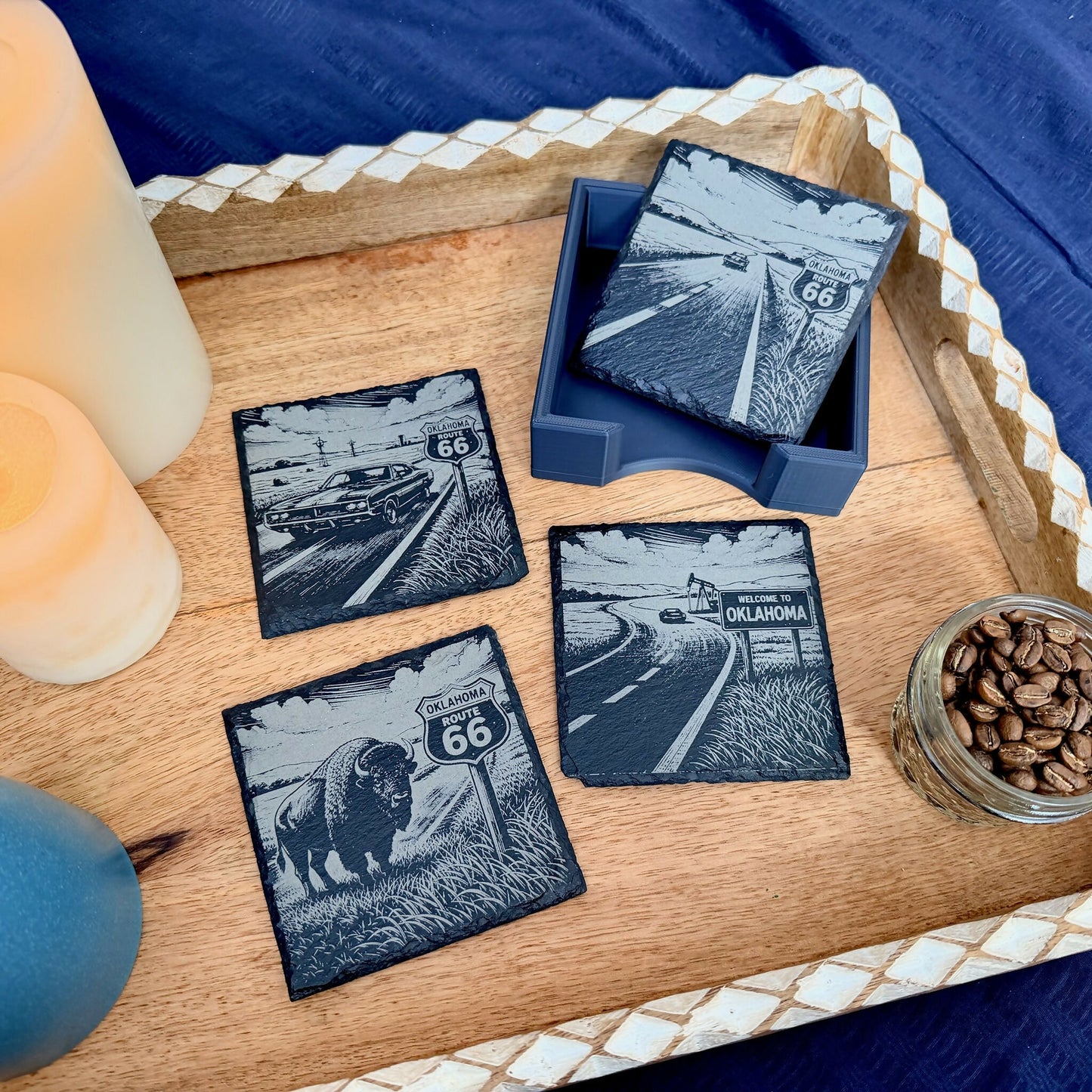 Route 66 Oklahoma Scenes - 6 Sets of 4 Coasters