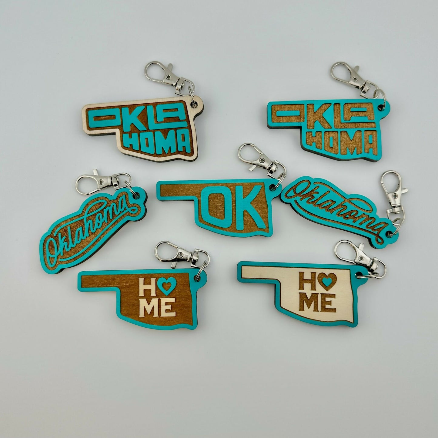 Oklahoma Wooden Keychains – Bestie Colors - Assorted Pack