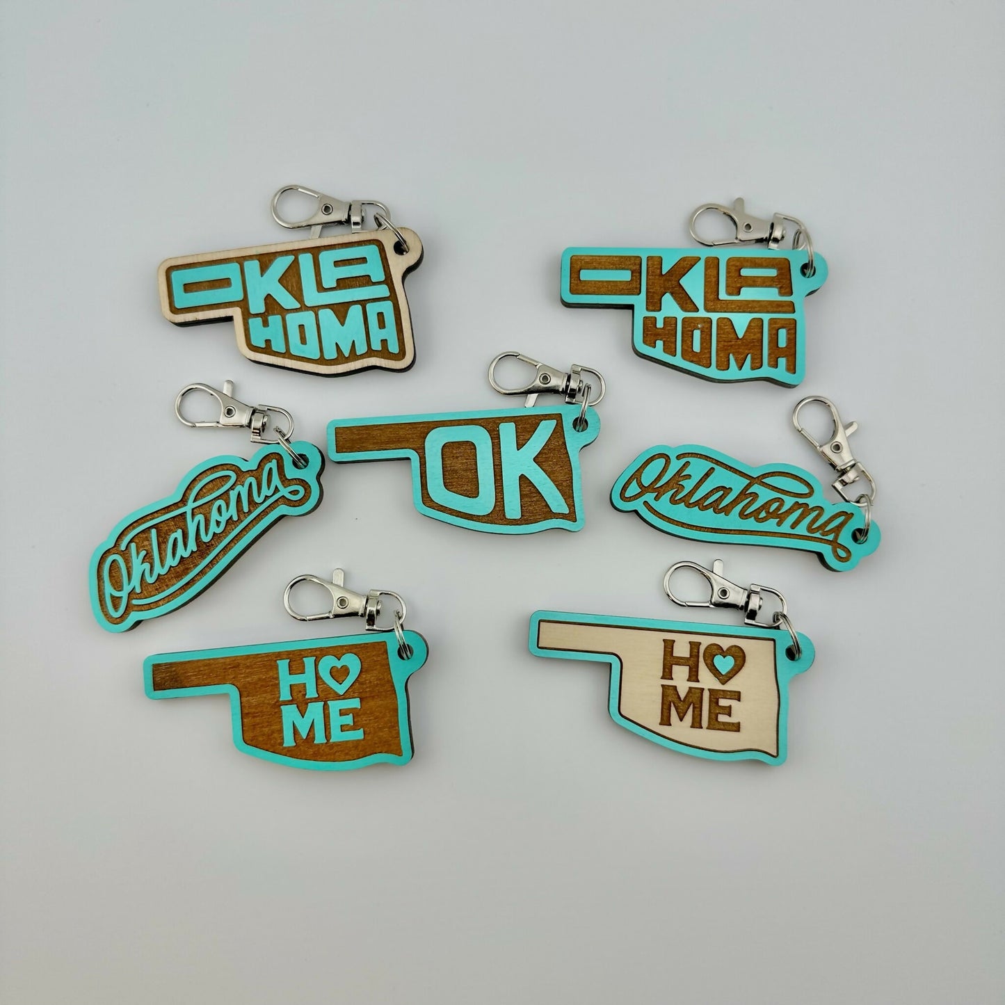 Oklahoma Wooden Keychains – Bestie Colors - Assorted Pack