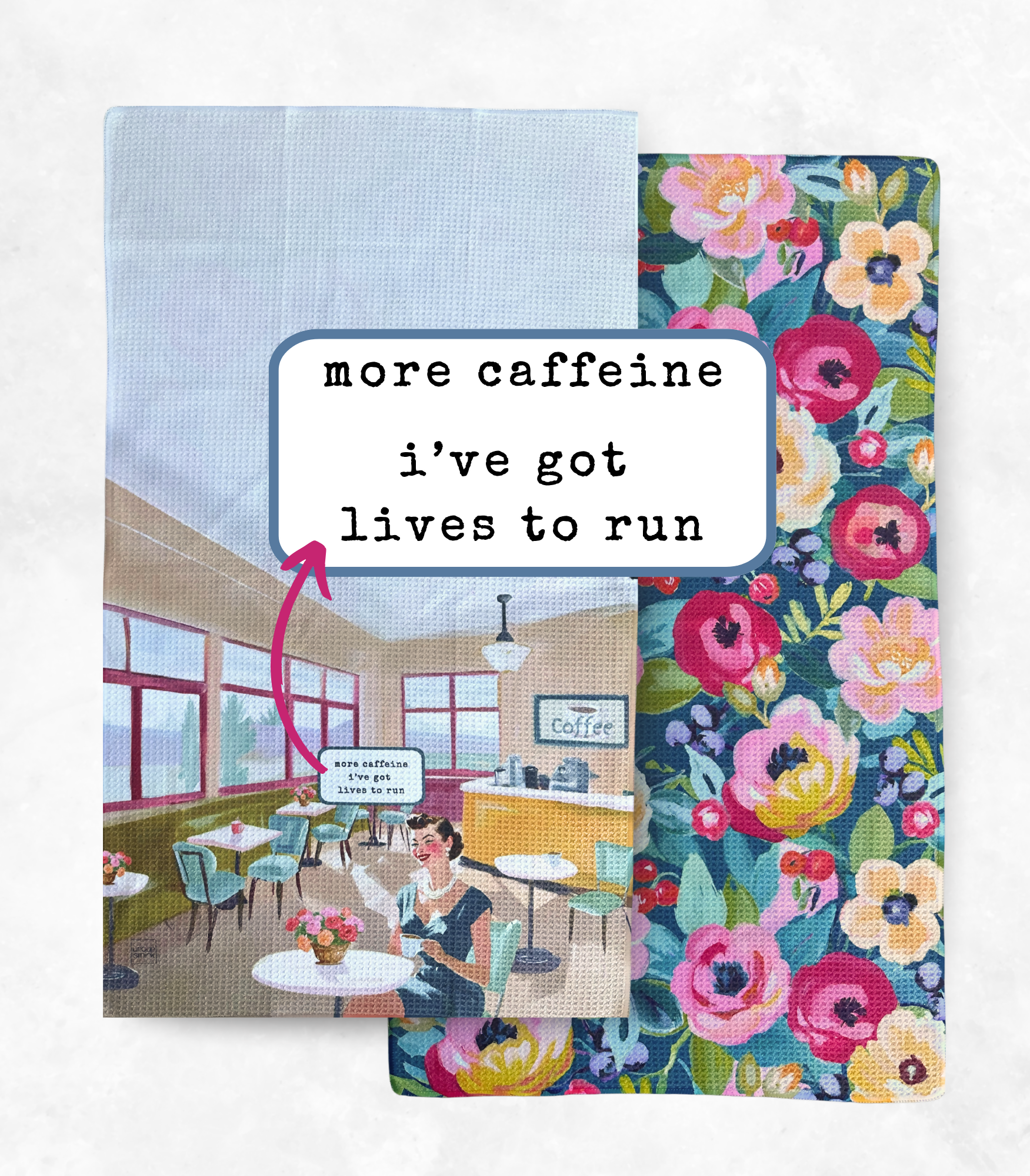More Caffeine Lives to Run - Front, Back & Text Box