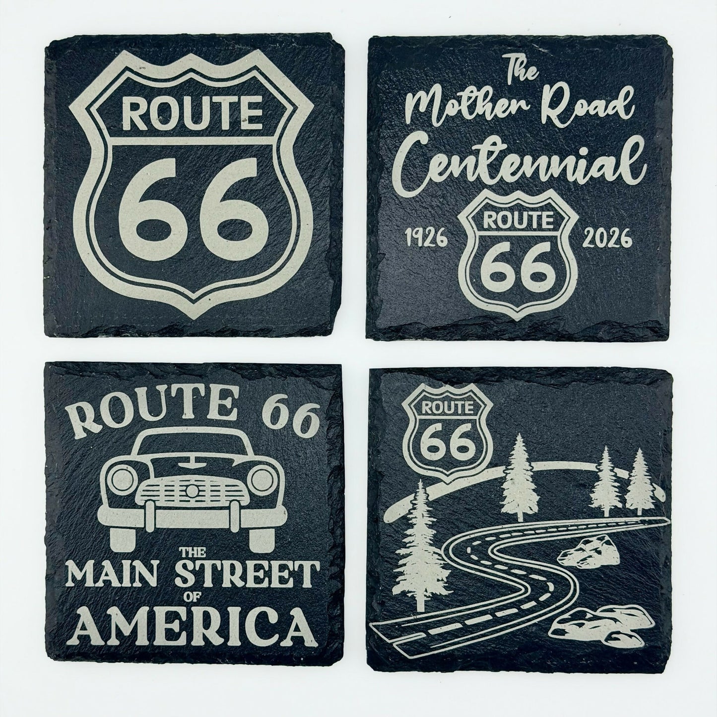 Route 66 Graphic Slate Coasters - 6 Sets of 4 Coasters