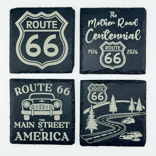 Route 66 Graphic Slate Coasters - 6 Sets of 4 Coasters