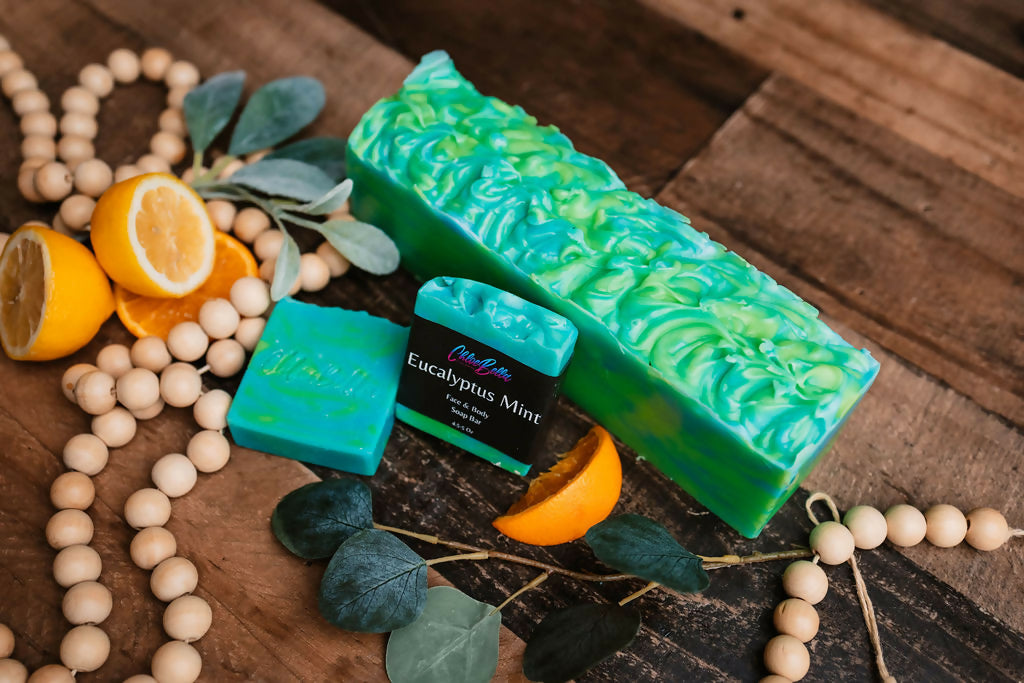 Eucalyptus mint soap loaf and bars