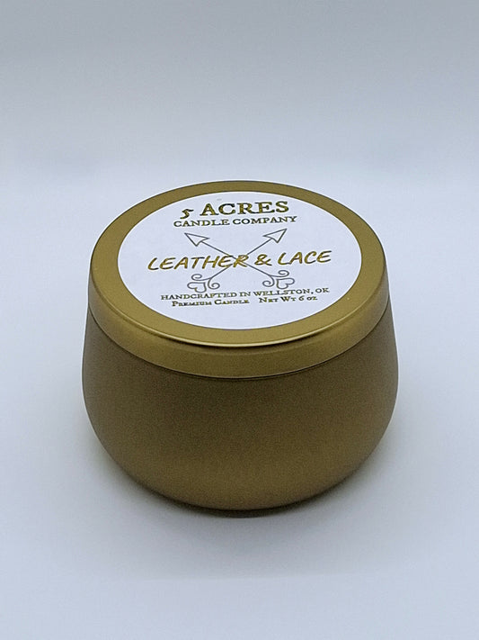 Leather & Lace 6 oz candle tin