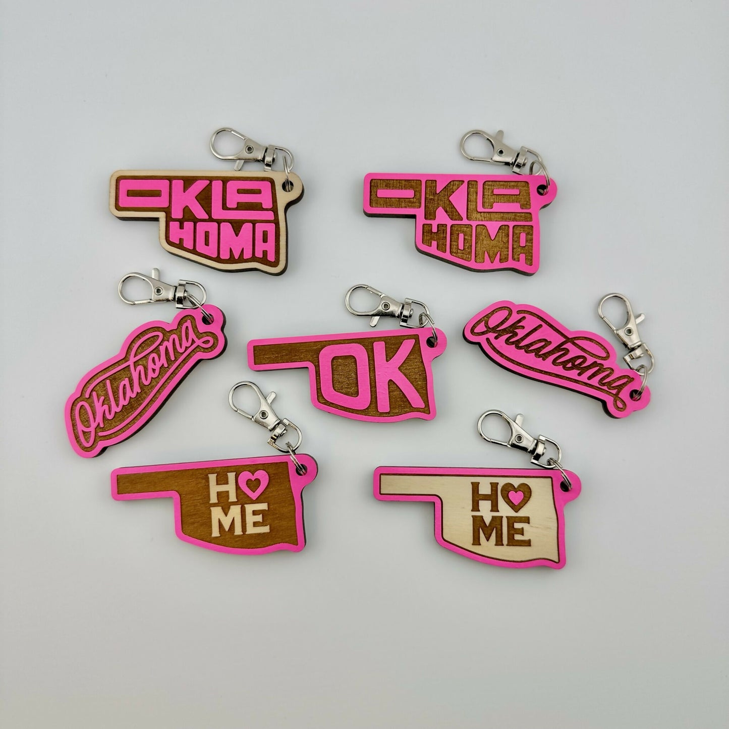 Oklahoma Wooden Keychains – Bestie Colors - Assorted Pack