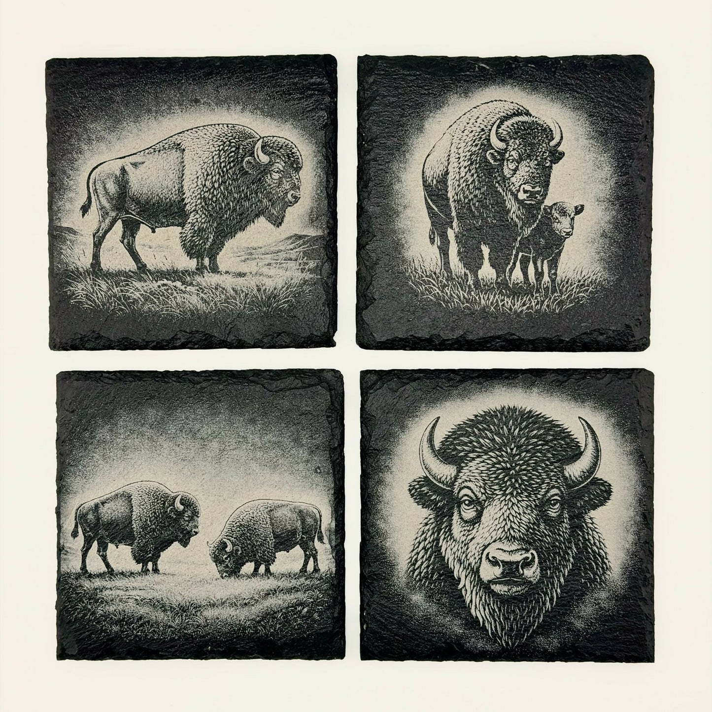 American Bison Slate Coasters - 6 Sets of 4 Coasters