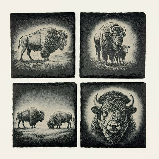 American Bison Slate Coasters - 6 Sets of 4 Coasters
