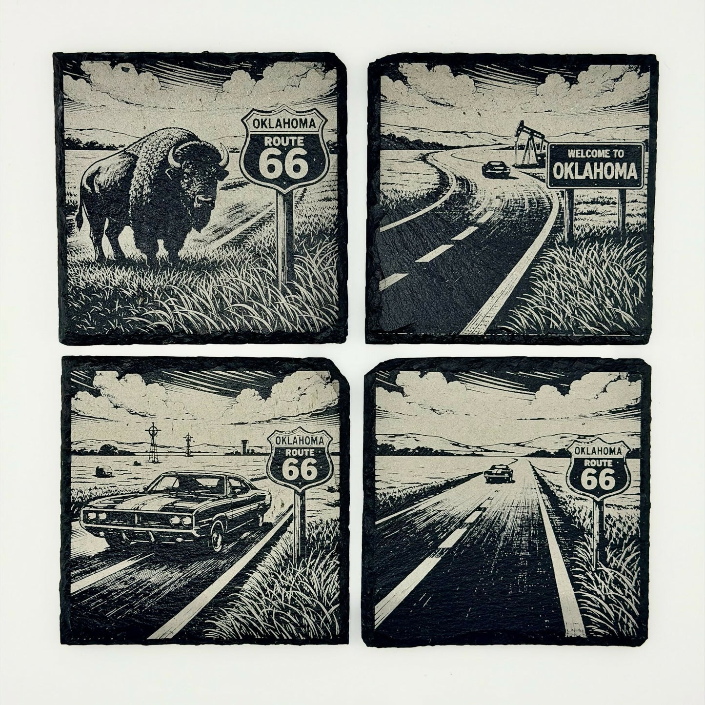 Route 66 Oklahoma Scenes - 6 Sets of 4 Coasters