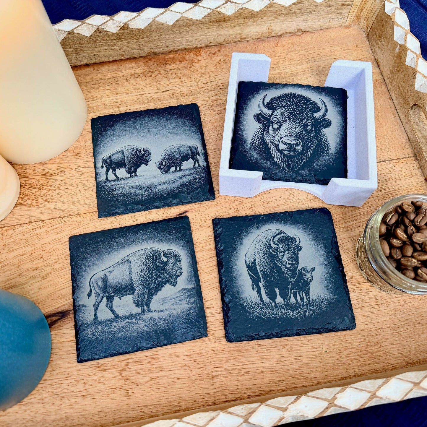 American Bison Slate Coasters - 6 Sets of 4 Coasters